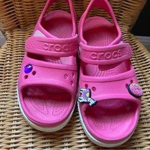 Girls Pink Croc Sandals with 3 Charms